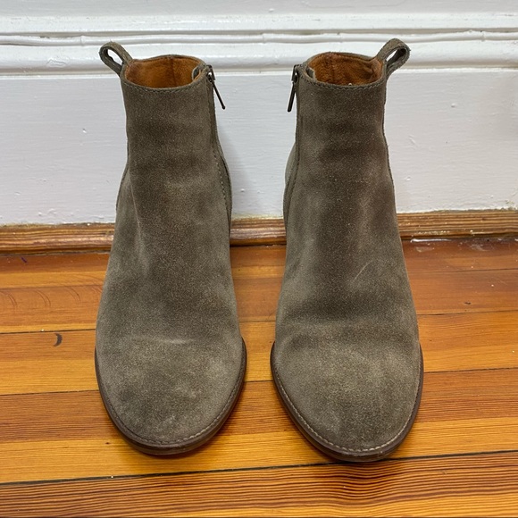 Madewell Billie Olive Suede Heeled Ankle Booties - Picture 2 of 10